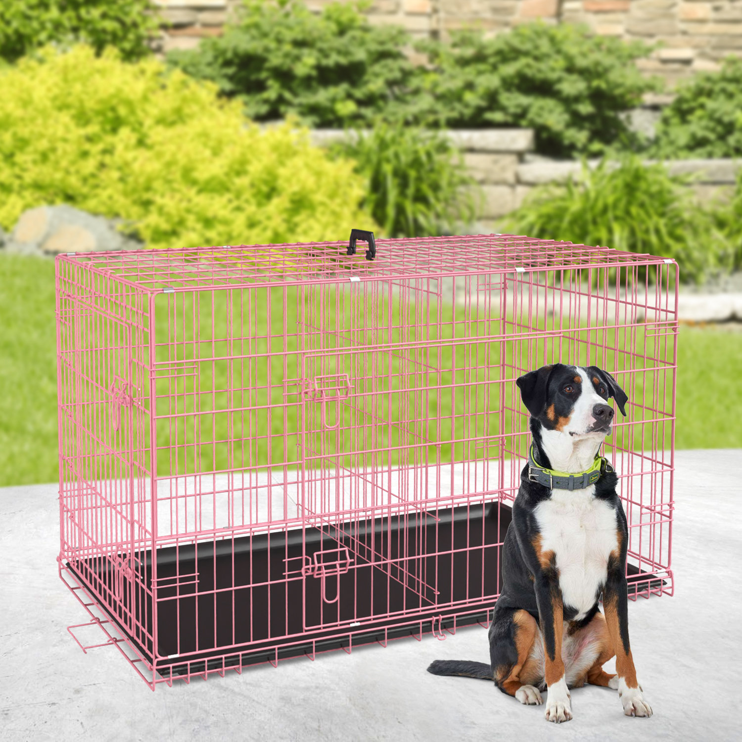 Archie Oscar Jorden Dog Crates For Large Dogs Folding Metal Wire Crates Dog Kennels Outdoor And Indoor Pet Dog Cage Crate With Double Door Divider Panel Removable Tray And Handle Reviews Wayfair